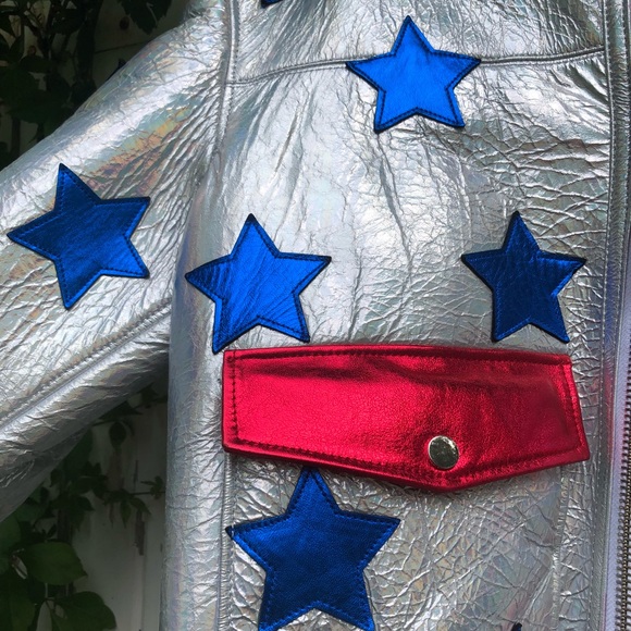 Filles A Papa Shearling Star Bomber Jacket M NWT - Picture 4 of 13